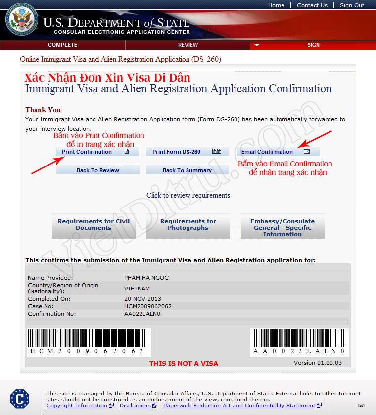 what papers do i need to file ds 260 form